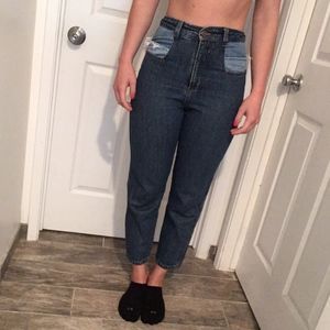 Zara High Waisted Girlfriend Jeans-Distressed